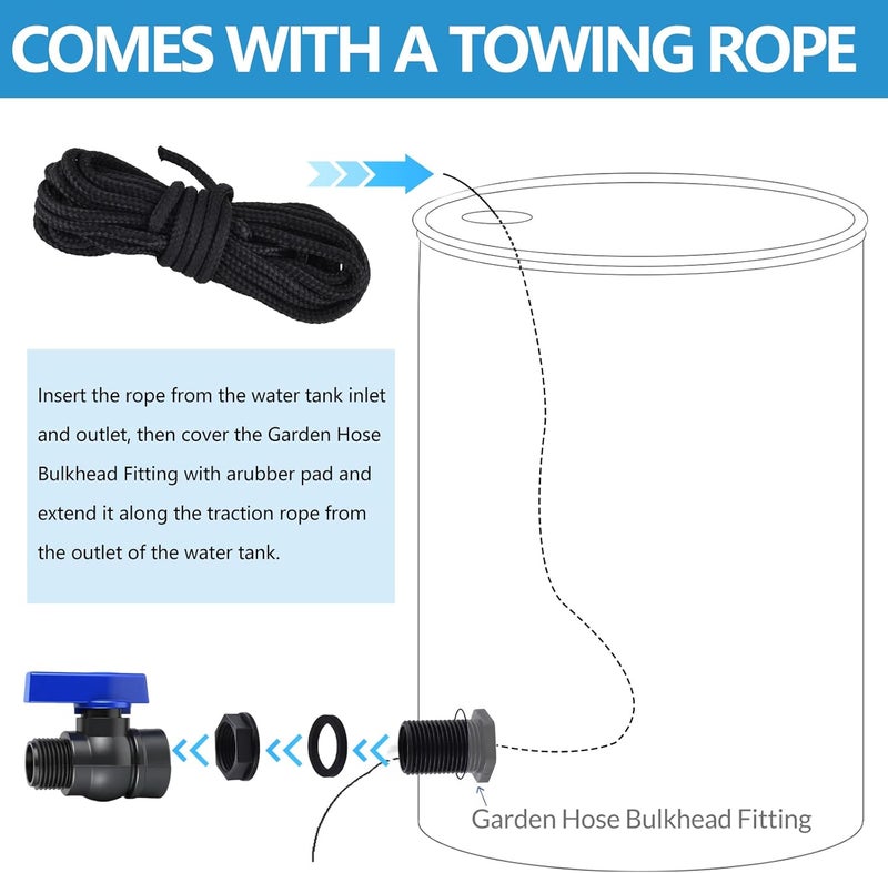 LUOFANT 2 Pack 3/4 Inch Rain Barrel Spigot Kit, PVC Garden Hose Shut Off Valve with Bulkhead Fitting, Rain Barrel Diverter Kit for Water Tanks, Aquariums, Garden Barrel - Image 4